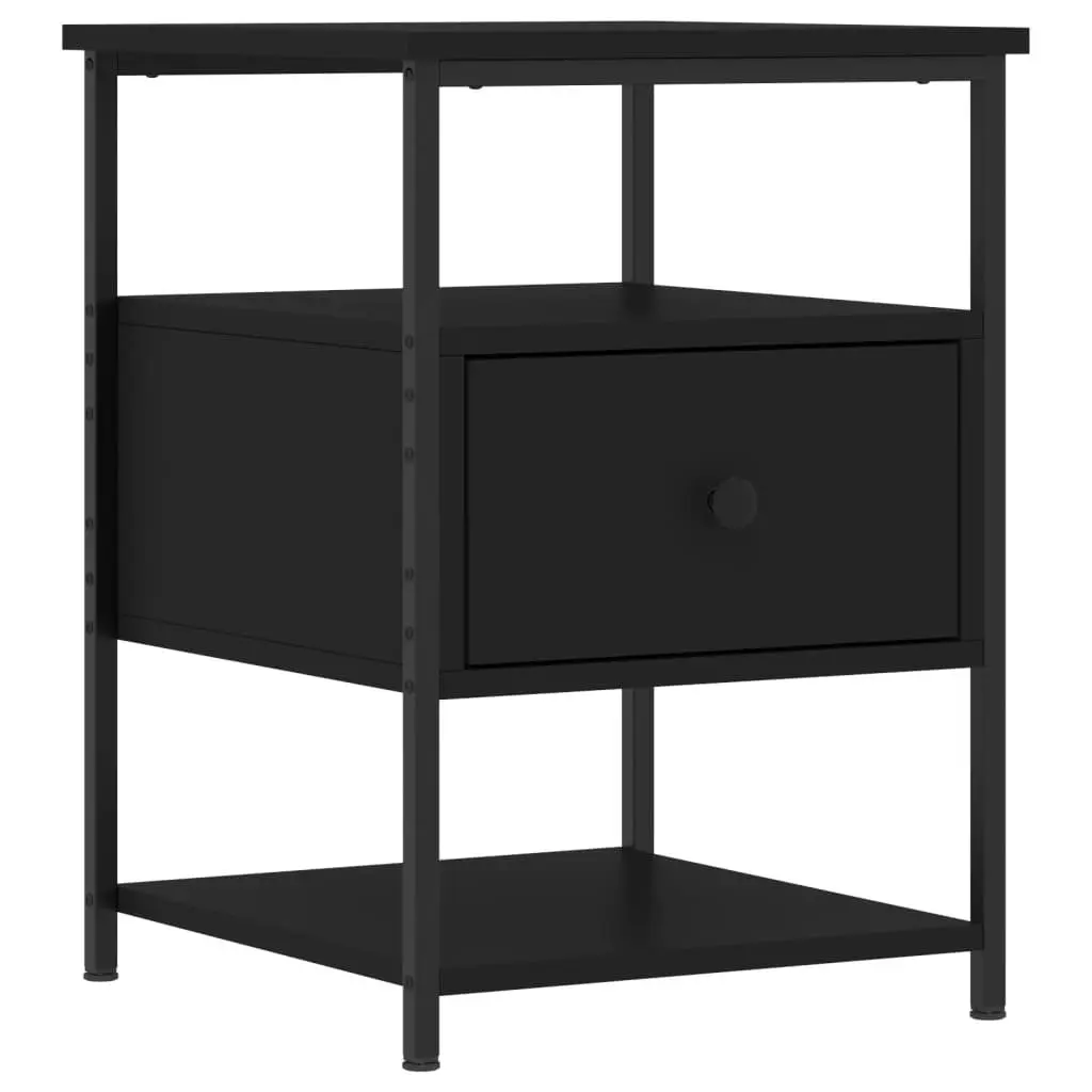 Bedside Cabinet 40x42x56 cm Compact Bedroom Storage Side Table Black 2 pcs