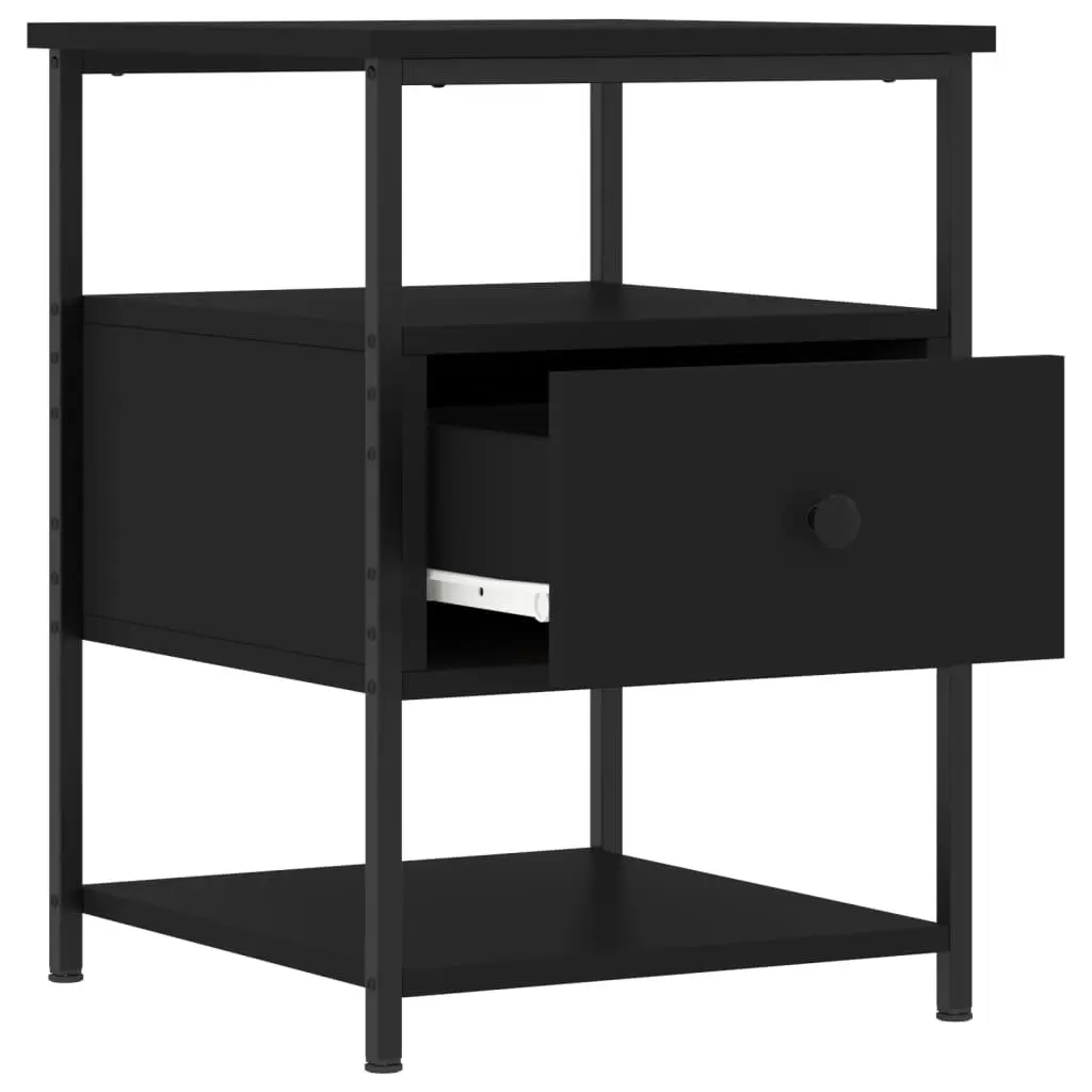 Bedside Cabinet 40x42x56 cm Compact Bedroom Storage Side Table Black 2 pcs