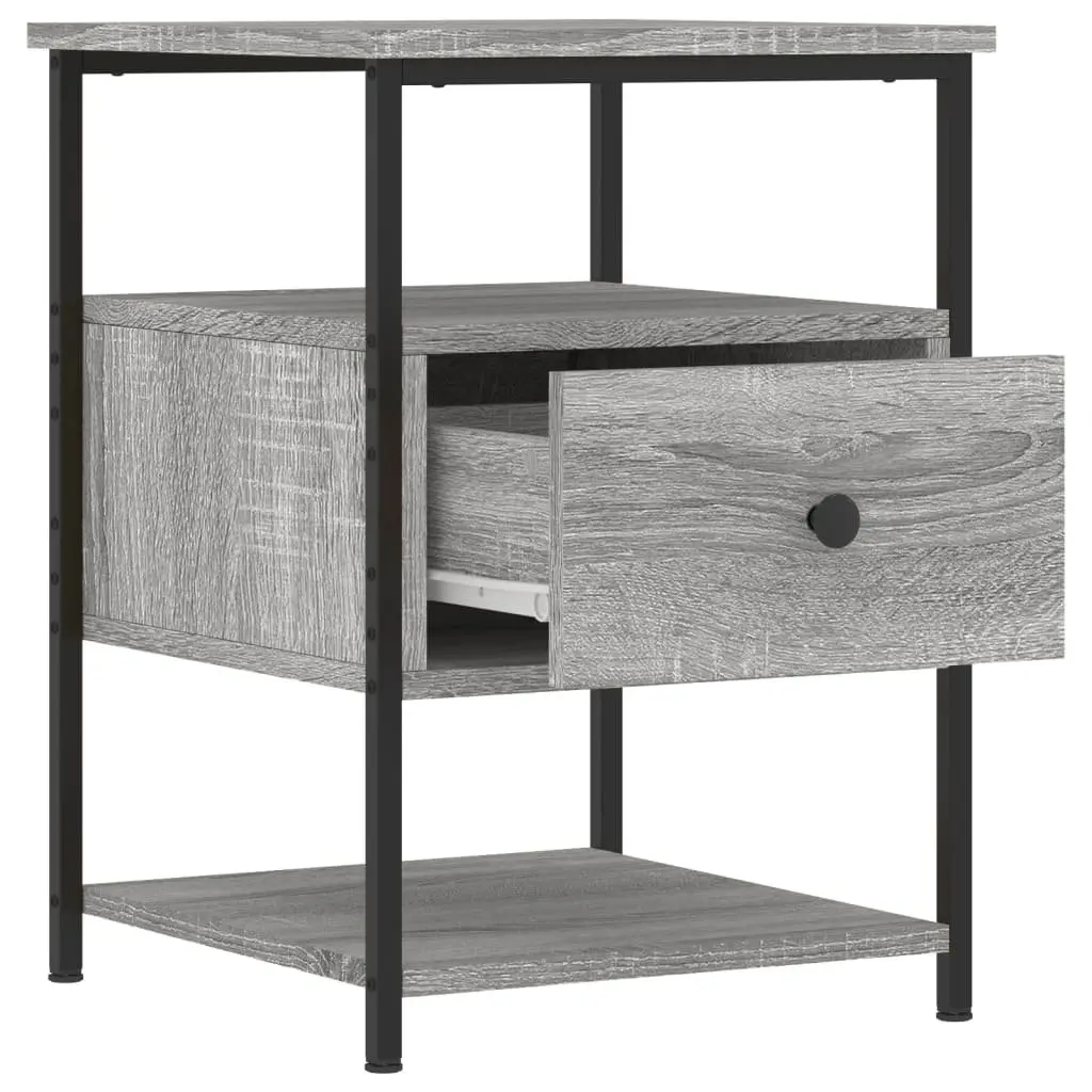 Bedside Cabinet Grey 40x42x56 cm 2 pcs Storage Nightstand Table