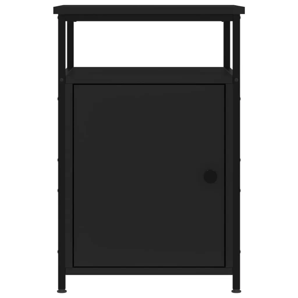 Bedside Cabinets 2 pcs Black Engineered Wood Bedroom Storage Nightstand Table