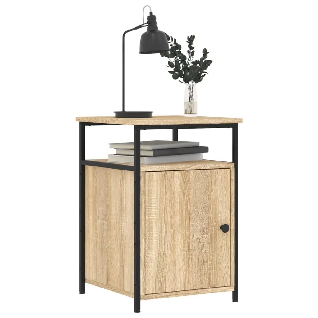 Bedside Cabinets 2 pcs Brown Sonoma Oak Storage Tables Bedroom Nightstands