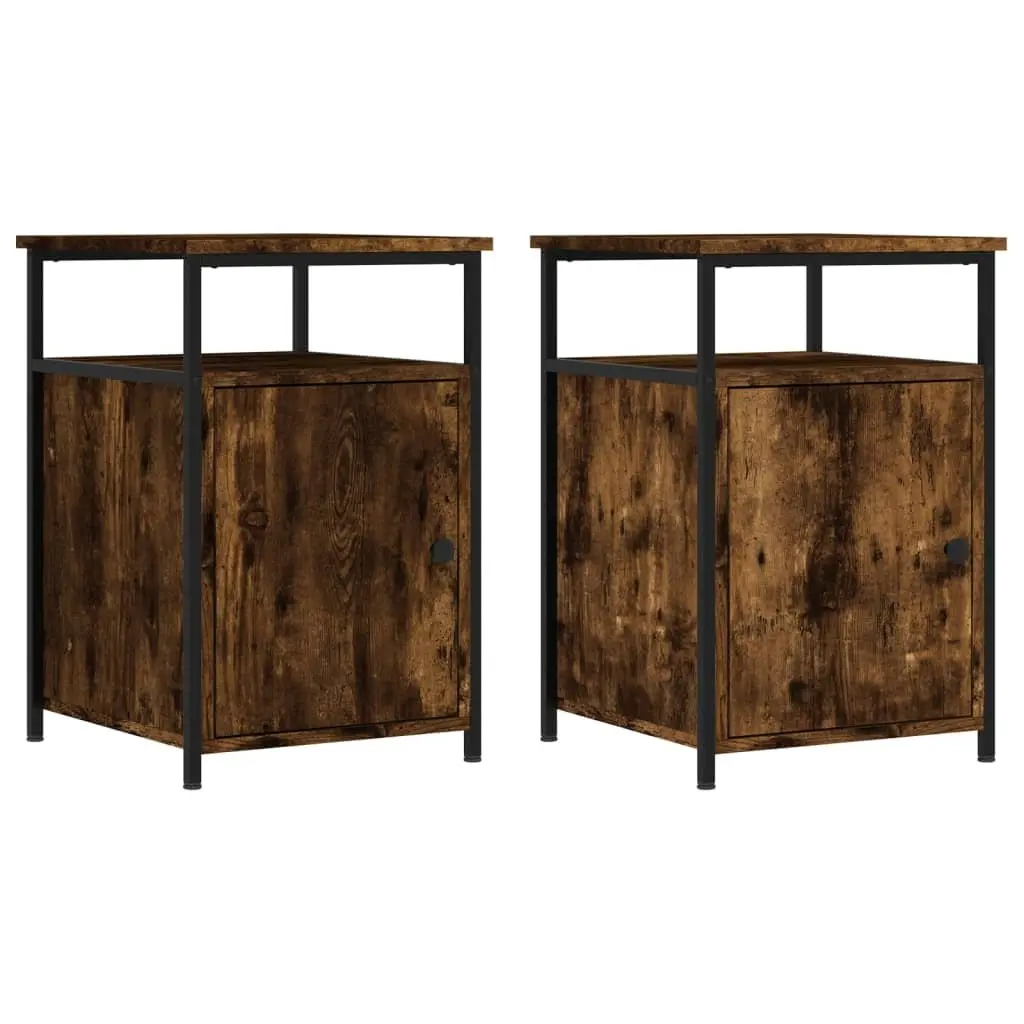 Bedside Cabinet Smoked Oak Engineered Wood 40x42x60cm