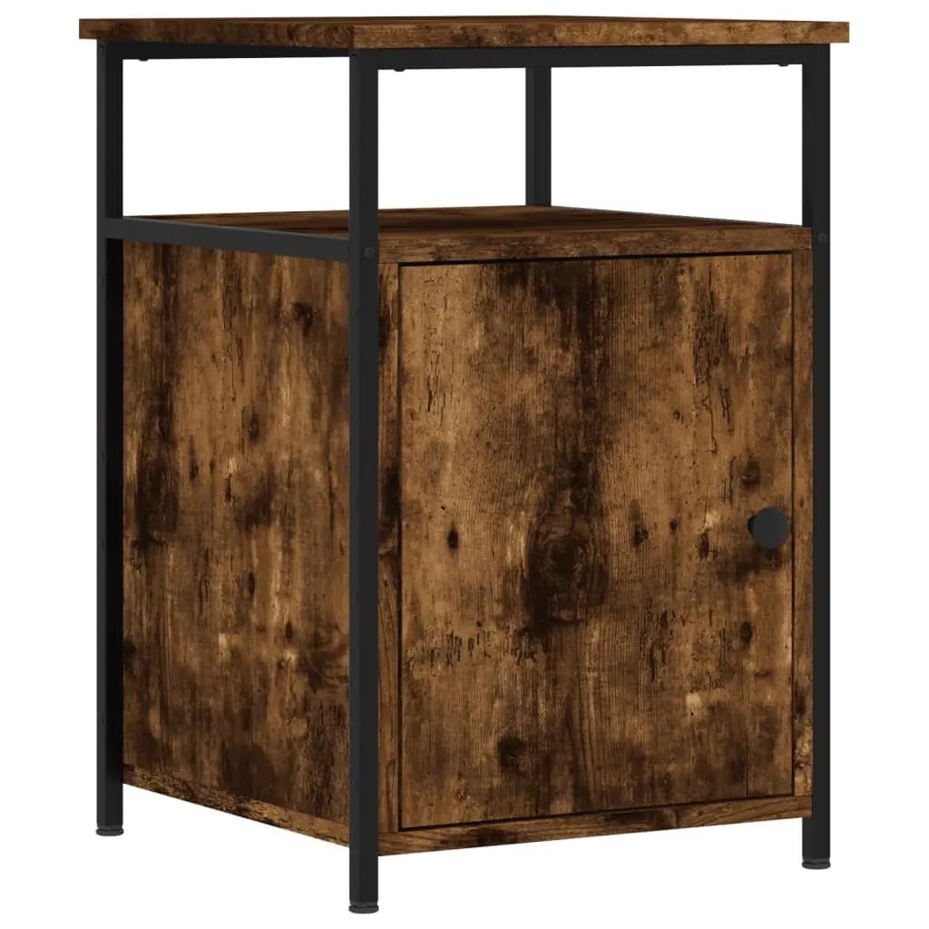 Bedside Cabinet Smoked Oak Engineered Wood 40x42x60cm