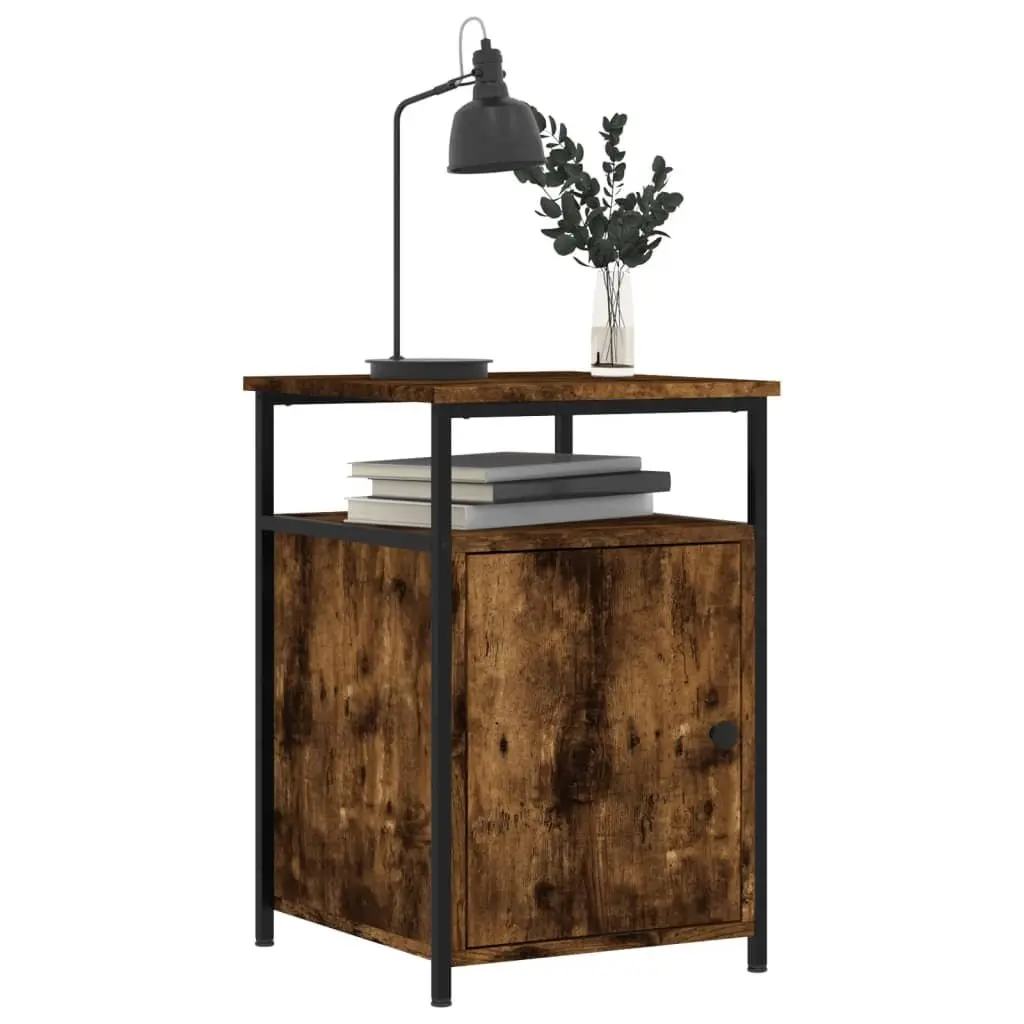 Bedside Cabinet Smoked Oak Engineered Wood 40x42x60cm