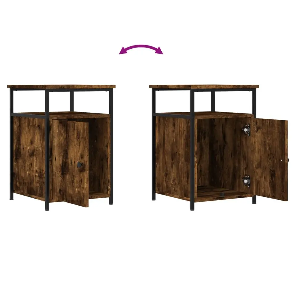 Bedside Cabinet Smoked Oak Engineered Wood 40x42x60cm