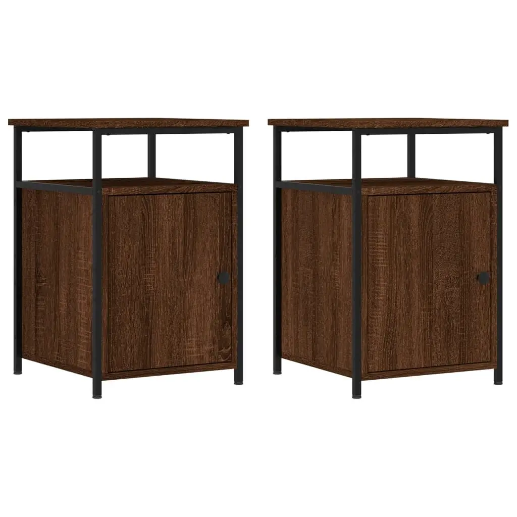 Bedside Cabinets Brown Oak Engineered Wood 40x42x60 cm 2 pcs