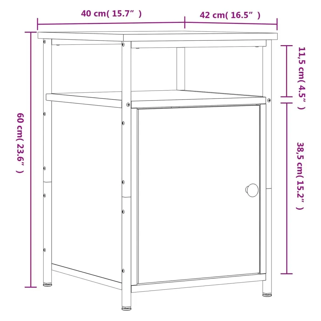 Bedside Cabinets Brown Oak Engineered Wood 40x42x60 cm 2 pcs