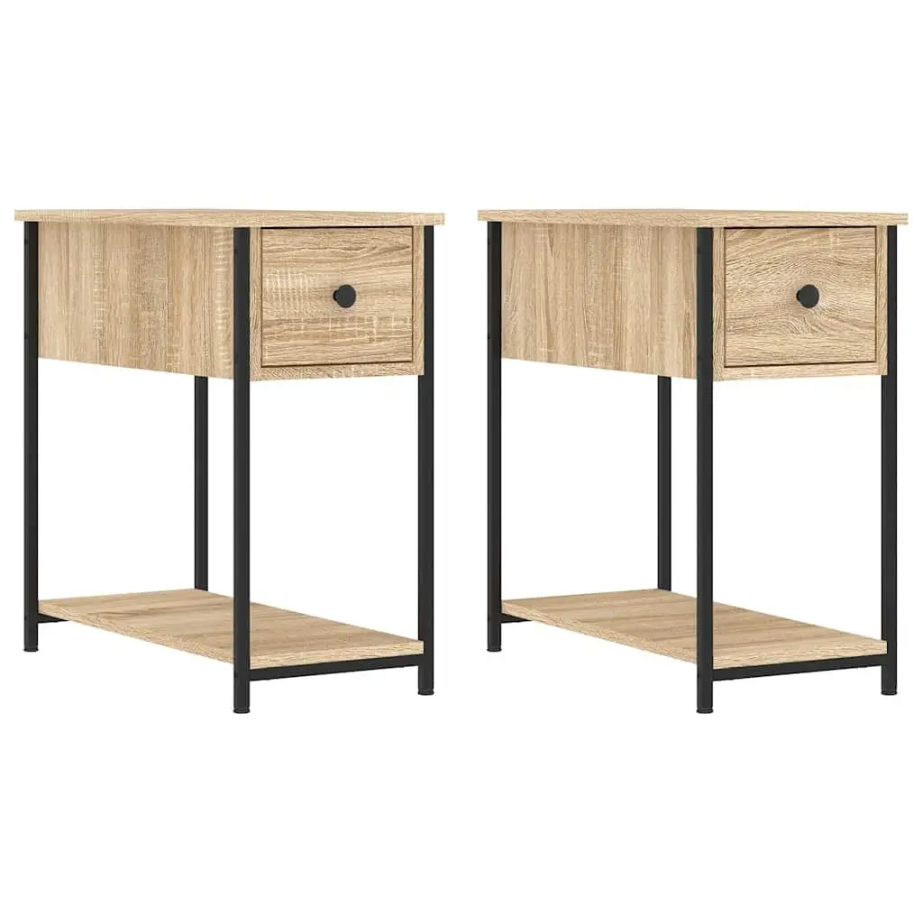 Bedside Cabinets 2 pcs Brown Engineered Wood Bedroom Storage Side Tables