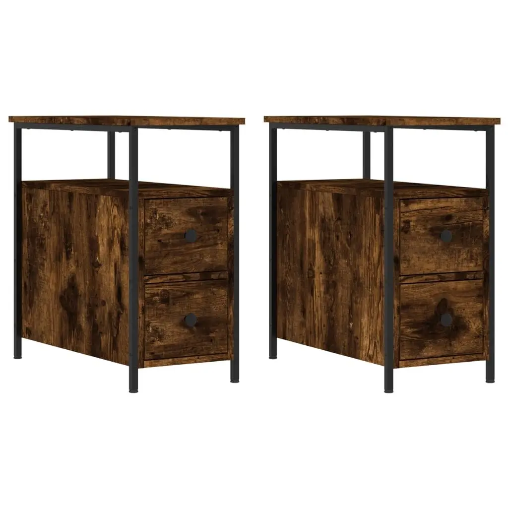 Bedside Cabinets 2 pcs Smoked Oak 30x60x60 cm Engineered Wood Storage