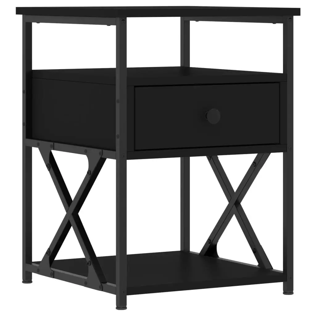Bedside Cabinets Black 40x42x55 cm 2 Piece Storage Nightstand Bedroom Furniture