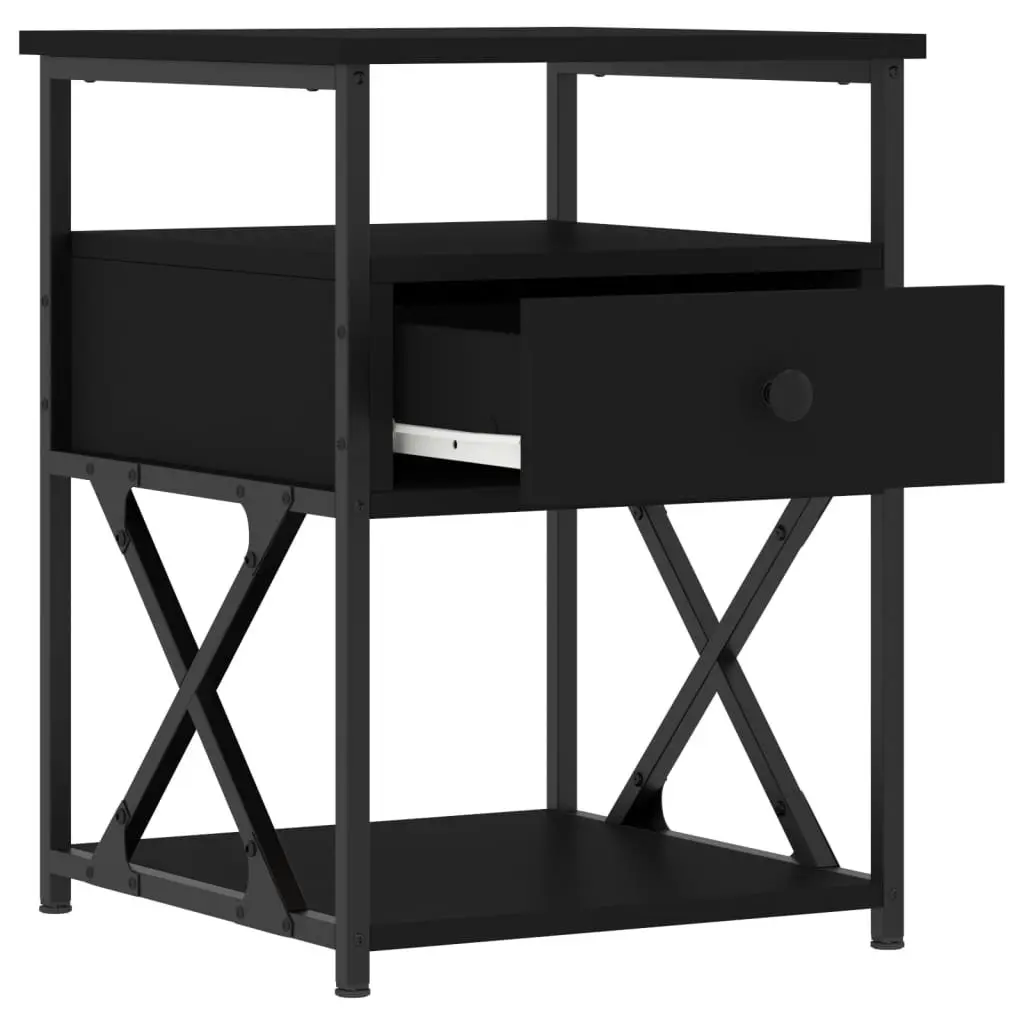 Bedside Cabinets Black 40x42x55 cm 2 Piece Storage Nightstand Bedroom Furniture