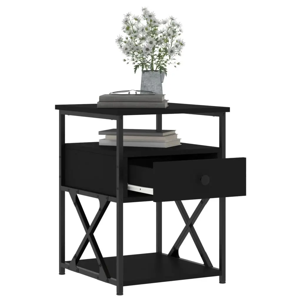 Bedside Cabinets Black 40x42x55 cm 2 Piece Storage Nightstand Bedroom Furniture