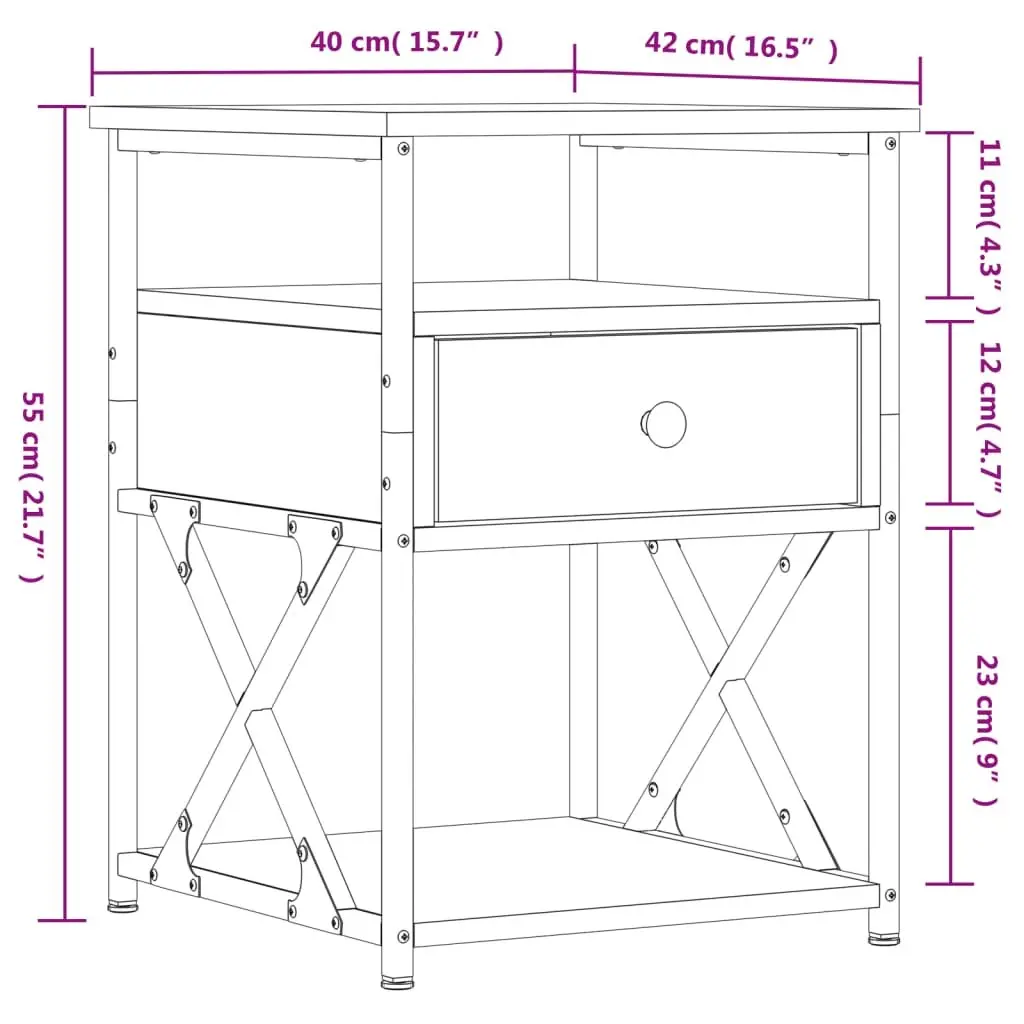 Bedside Cabinets 2 pcs Brown Engineered Wood Storage Nightstands