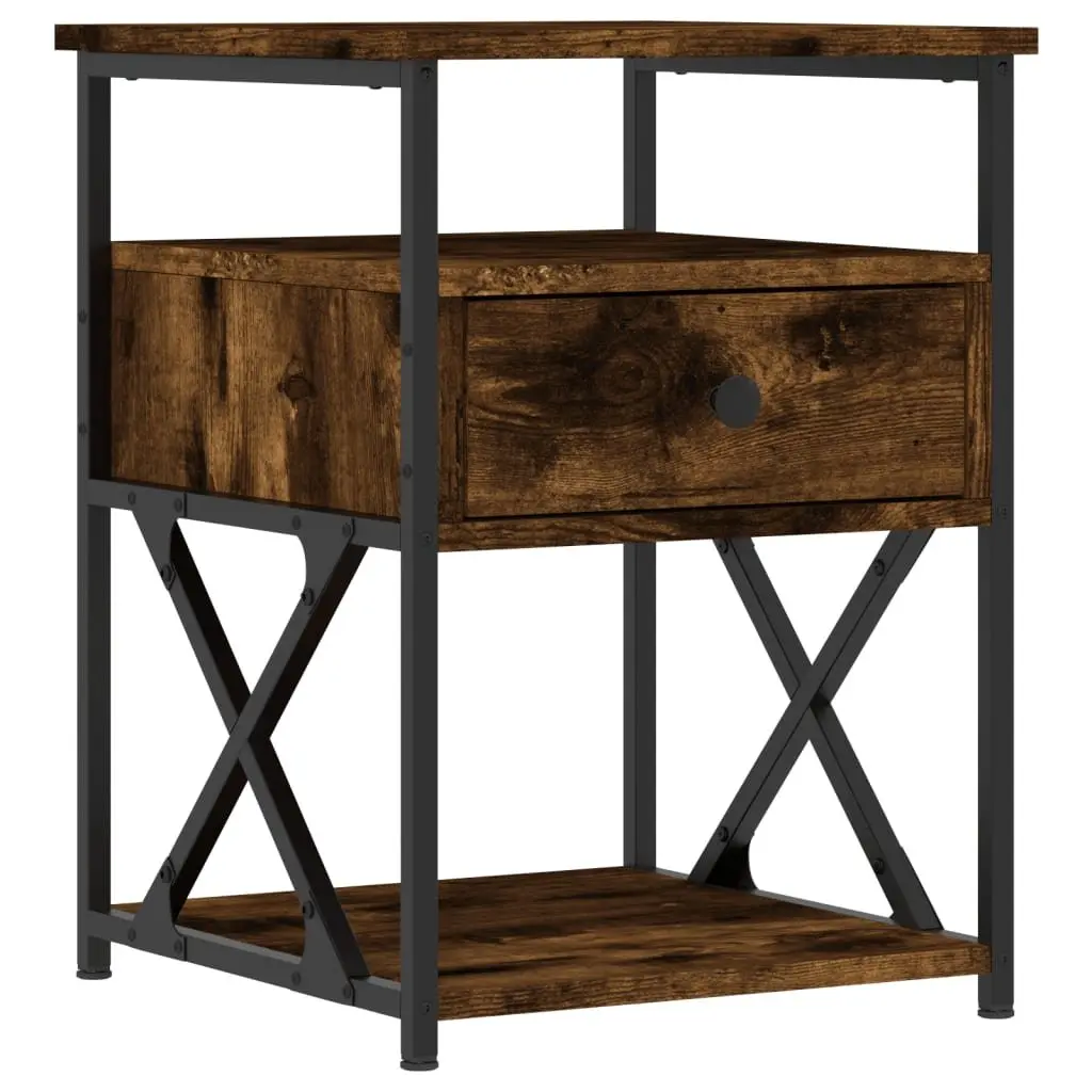 Bedside Cabinets Brown Engineered Wood Storage Side Tables 2 Piece
