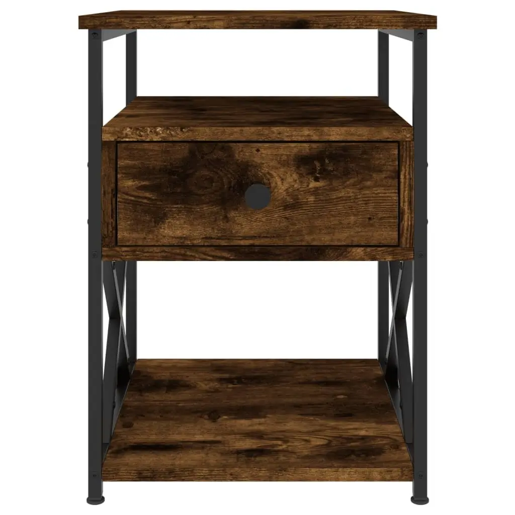 Bedside Cabinets Brown Engineered Wood Storage Side Tables 2 Piece
