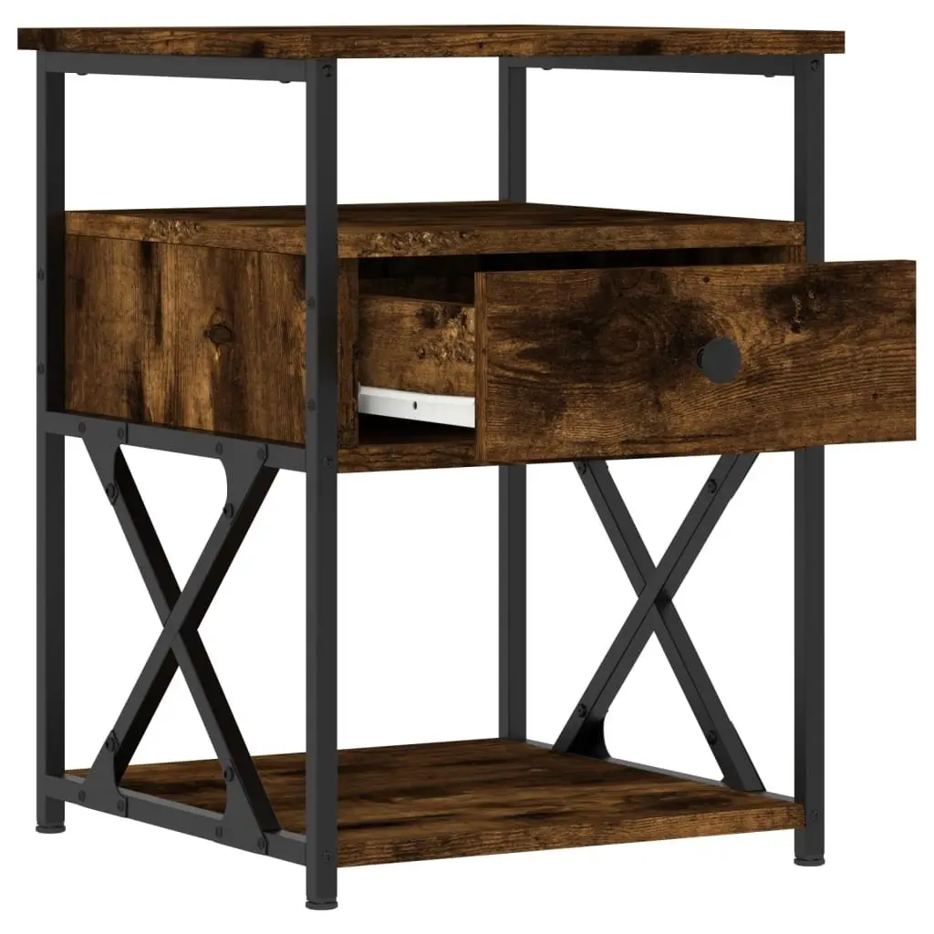 Bedside Cabinets Brown Engineered Wood Storage Side Tables 2 Piece