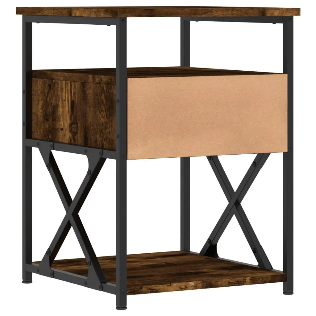 Bedside Cabinets Brown Engineered Wood Storage Side Tables 2 Piece