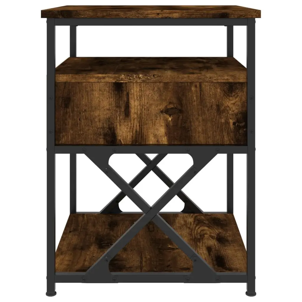 Bedside Cabinets Brown Engineered Wood Storage Side Tables 2 Piece
