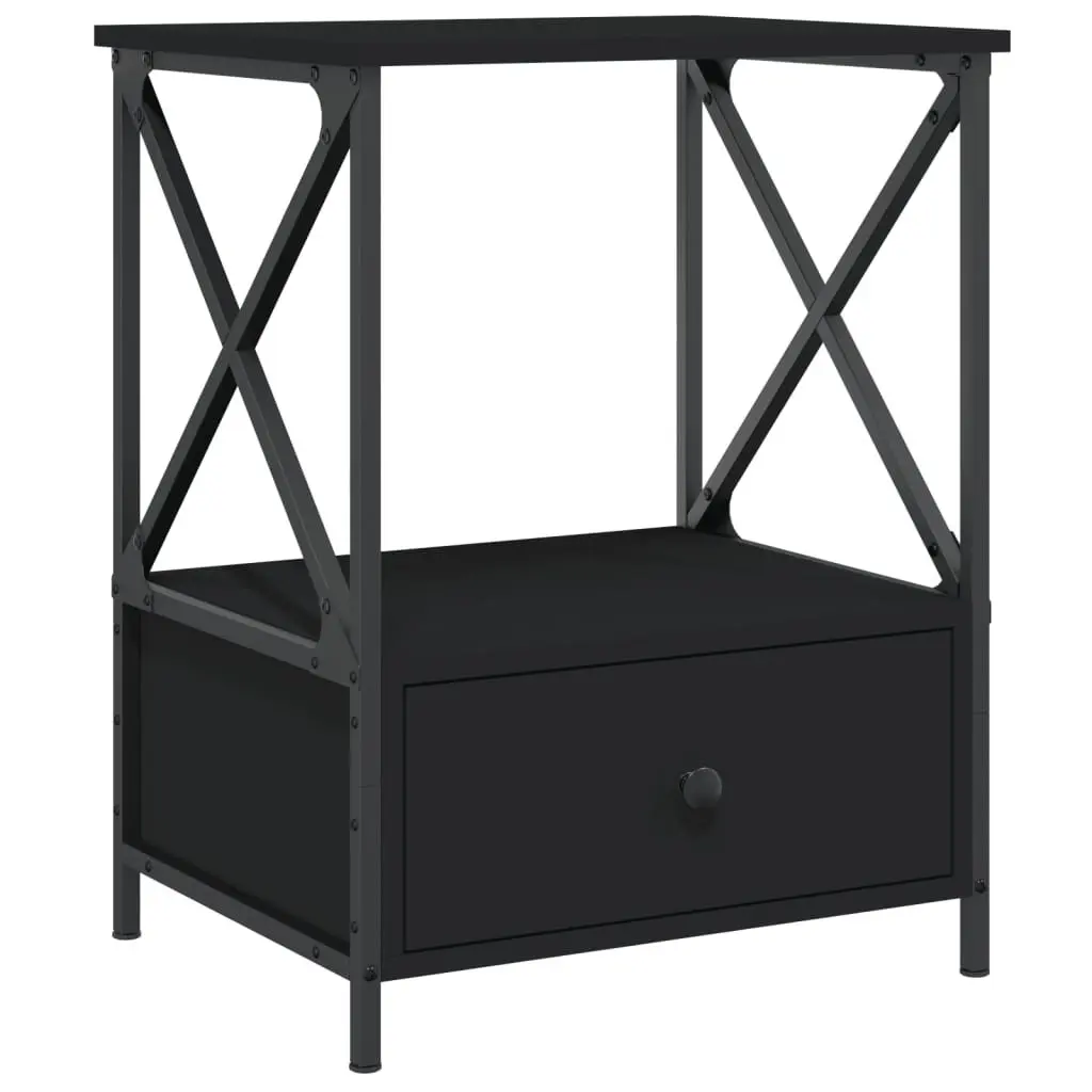 Bedside Tables 2 pcs Black 50x41x65 cm Industrial Style Nightstand Storage