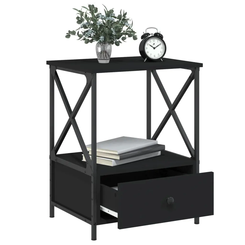 Bedside Tables 2 pcs Black 50x41x65 cm Industrial Style Nightstand Storage
