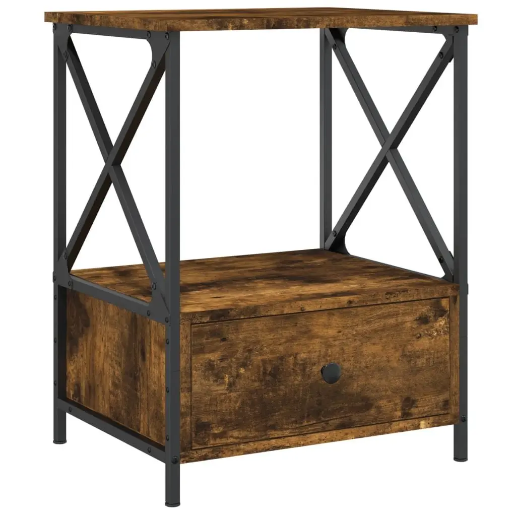 Bedside Tables Industrial Style Brown 50x41x65 cm 2 Piece Nightstand Storage Engineered Wood
