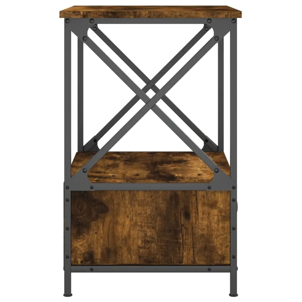 Bedside Tables Industrial Style Brown 50x41x65 cm 2 Piece Nightstand Storage Engineered Wood