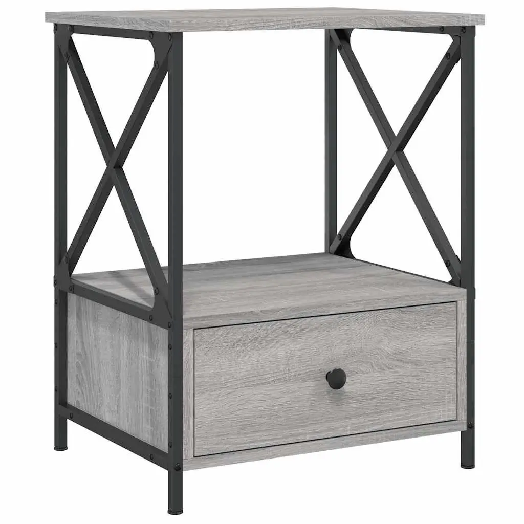 Bedside Tables Industrial Style Grey 50x41x65 cm Engineered Wood Nightstand 2 pcs