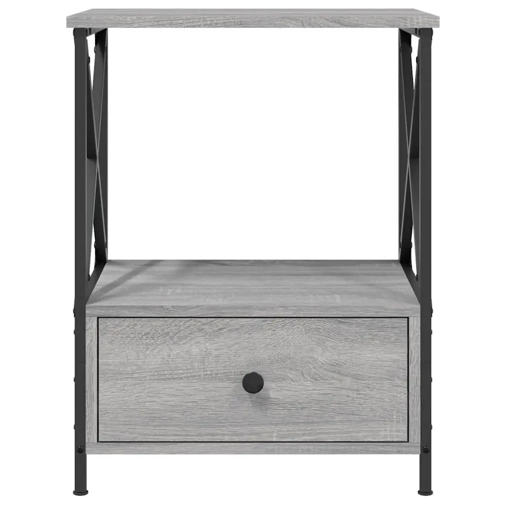 Bedside Tables Industrial Style Grey 50x41x65 cm Engineered Wood Nightstand 2 pcs