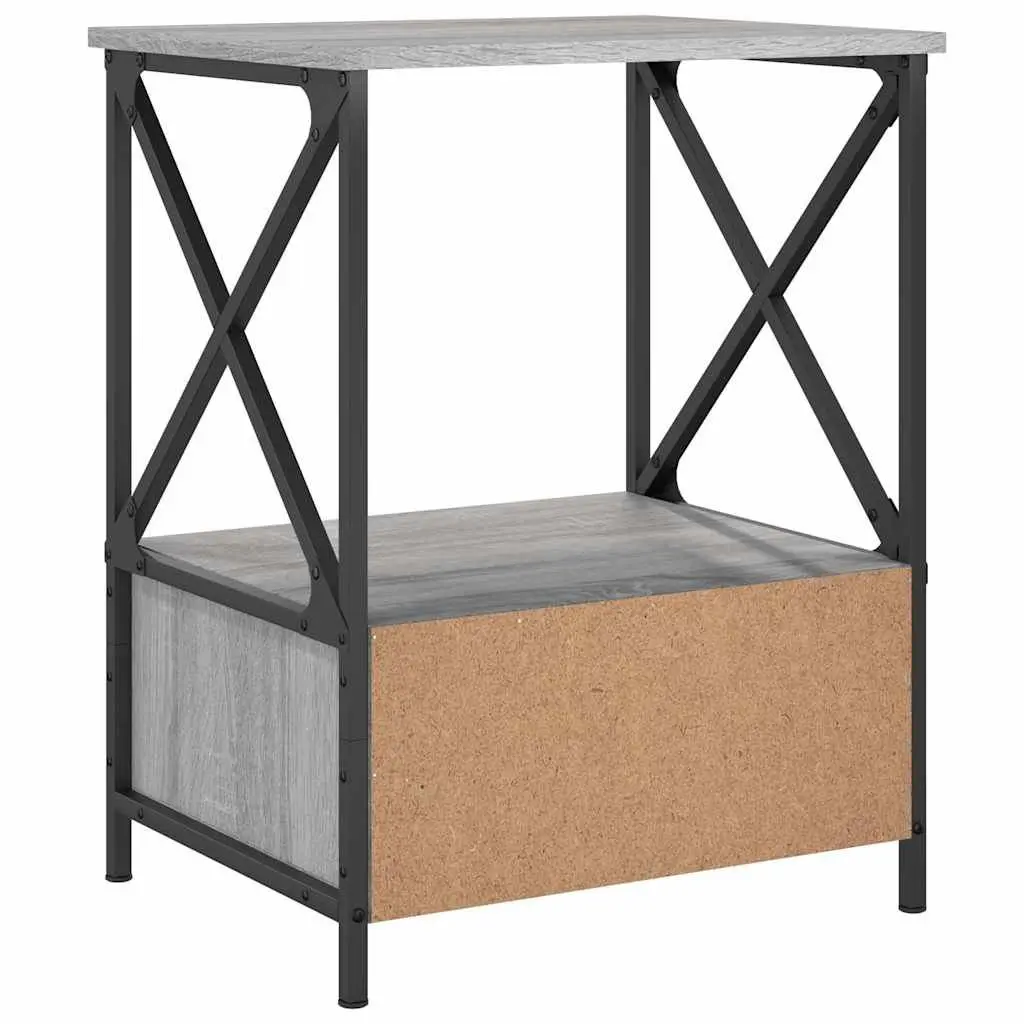 Bedside Tables Industrial Style Grey 50x41x65 cm Engineered Wood Nightstand 2 pcs