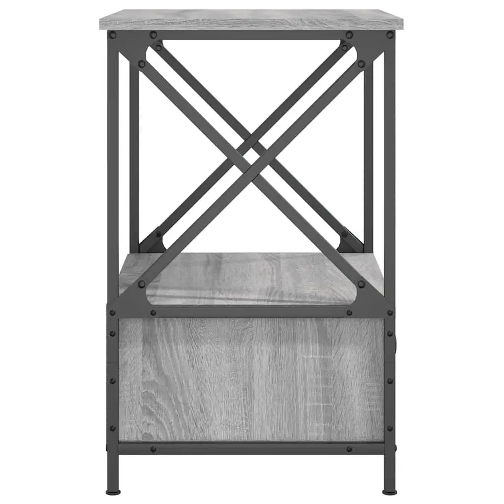 Bedside Tables Industrial Style Grey 50x41x65 cm Engineered Wood Nightstand 2 pcs