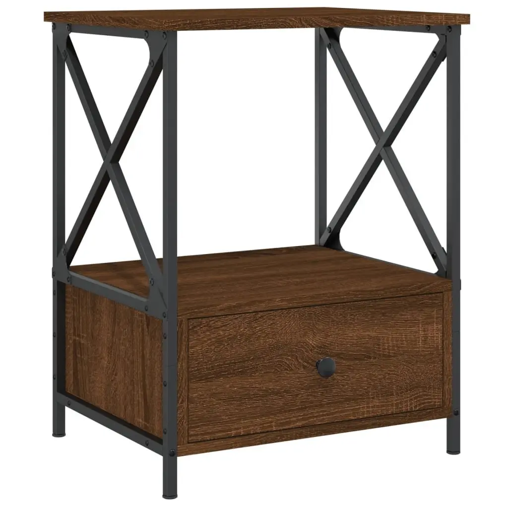 Bedside Tables Industrial Style Brown 50W x 41D x 65H cm Set of 2