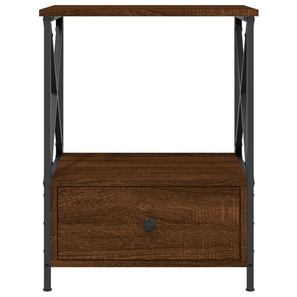 Bedside Tables Industrial Style Brown 50W x 41D x 65H cm Set of 2