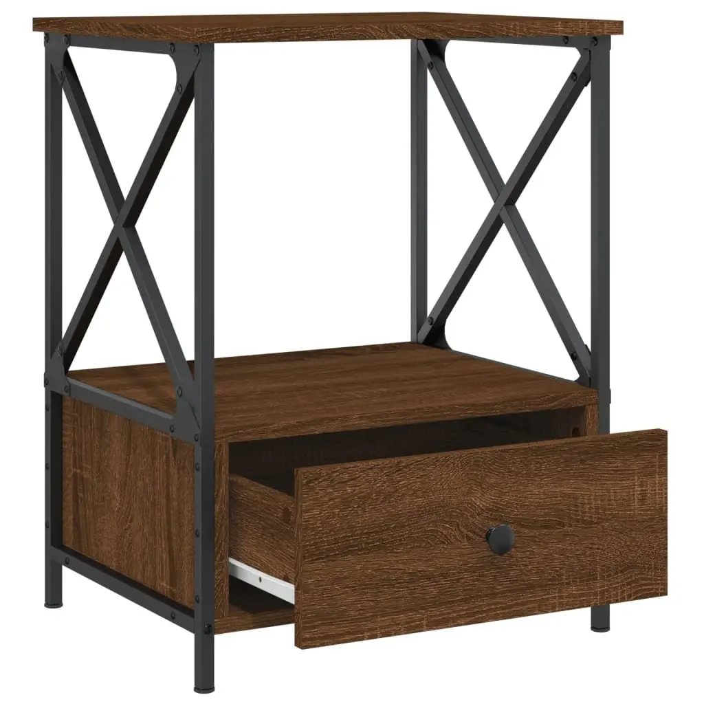 Bedside Tables Industrial Style Brown 50W x 41D x 65H cm Set of 2