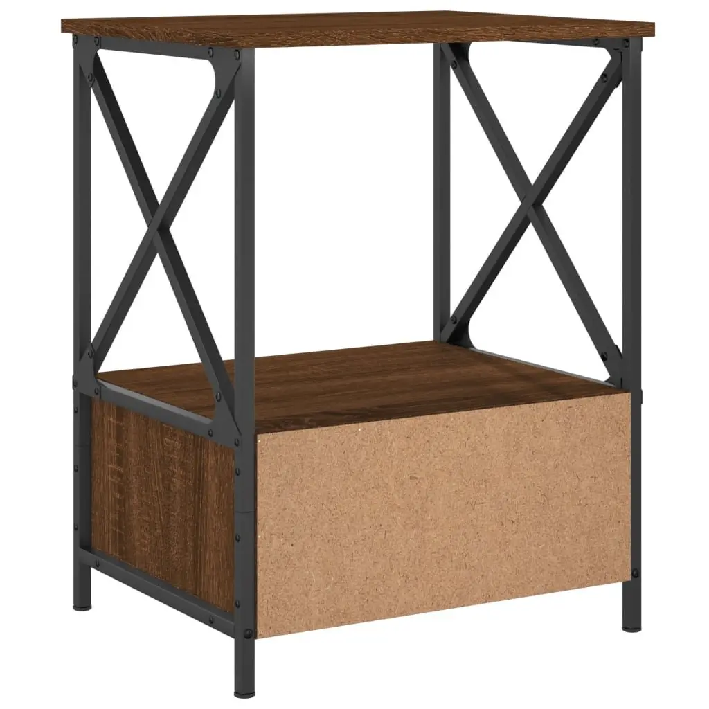 Bedside Tables Industrial Style Brown 50W x 41D x 65H cm Set of 2