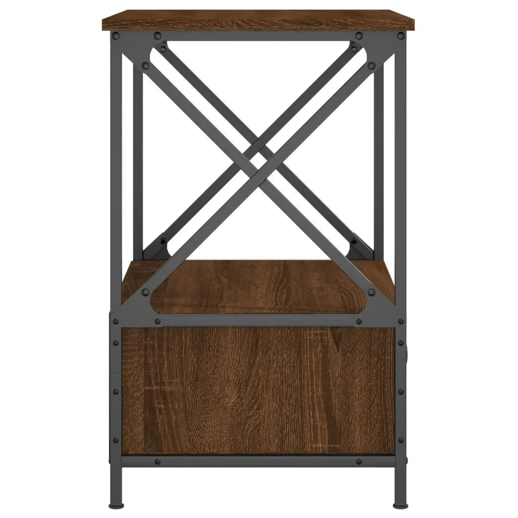 Bedside Tables Industrial Style Brown 50W x 41D x 65H cm Set of 2