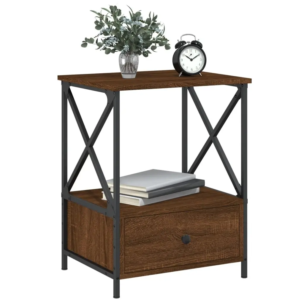 Bedside Tables Industrial Style Brown 50W x 41D x 65H cm Set of 2