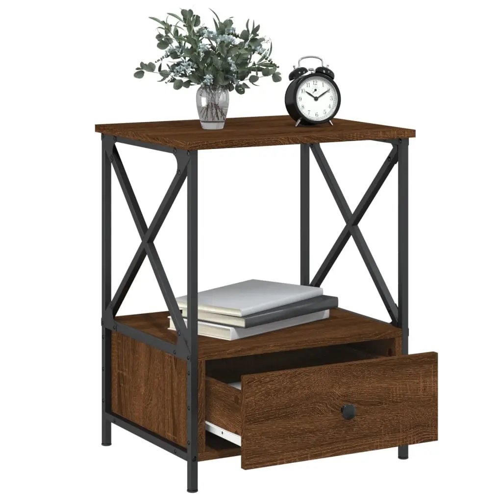 Bedside Tables Industrial Style Brown 50W x 41D x 65H cm Set of 2