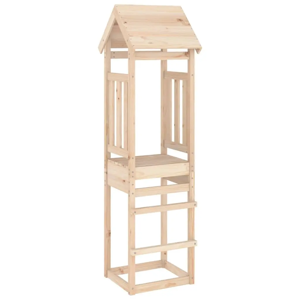 Wooden Play Tower Solid Pine Outdoor Playhouse 52.5x46.5x206.5cm