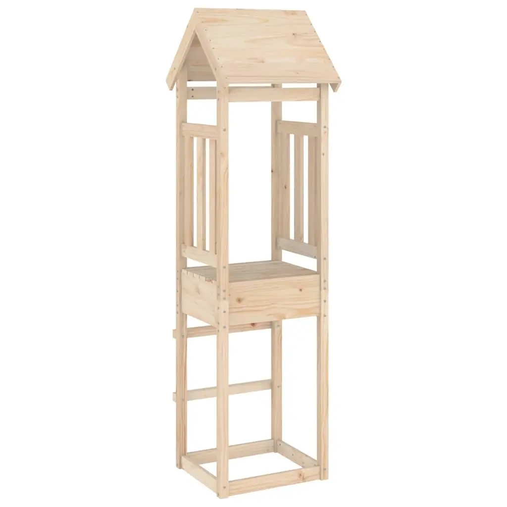Wooden Play Tower Solid Pine Outdoor Playhouse 52.5x46.5x206.5cm