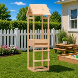 Wooden Play Tower 53x46.5x194cm Outdoor Playhouse Douglas Wood Garden Equipment