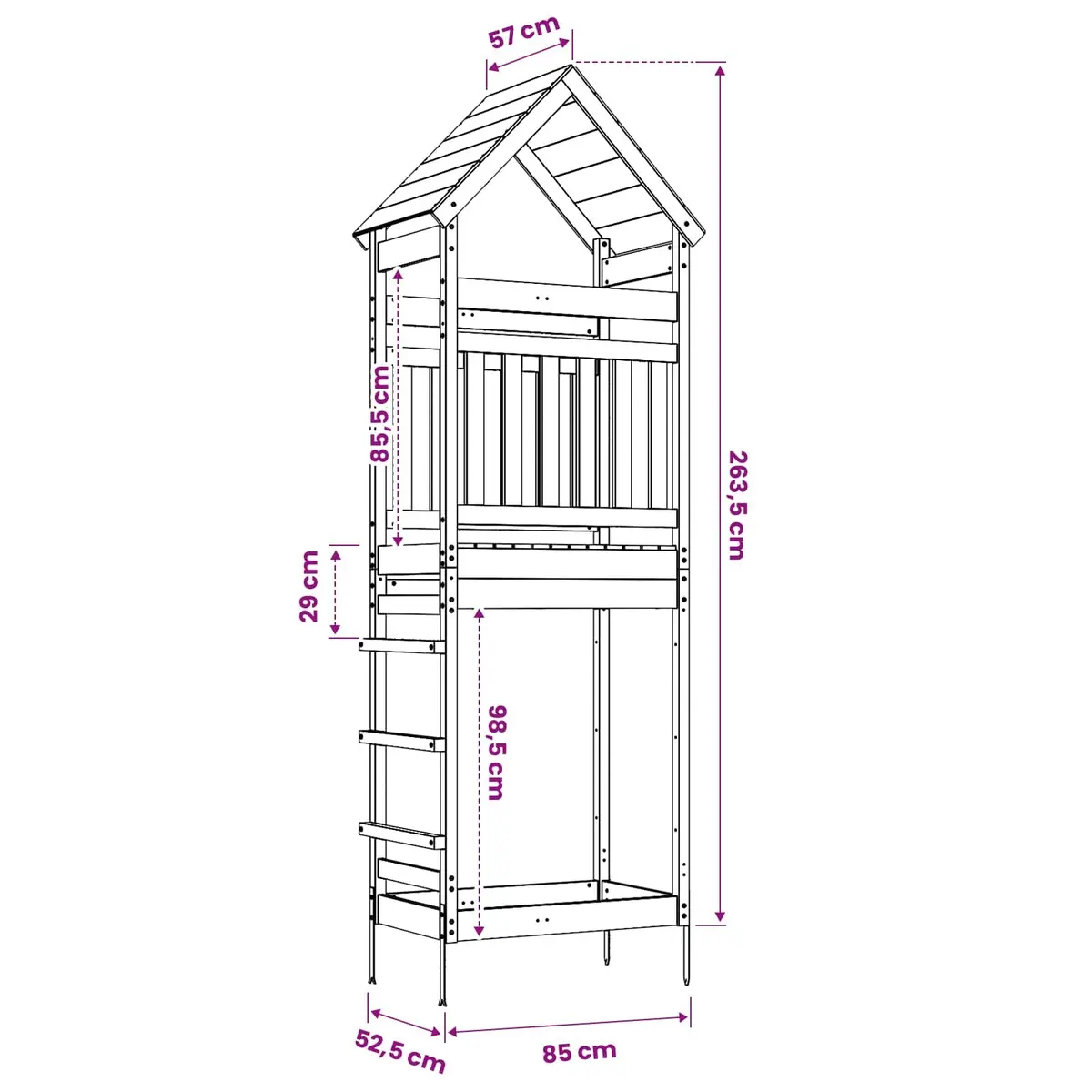 Wooden Outdoor Play Tower Garden Backyard Kids Climbing Structure Natural Wood
