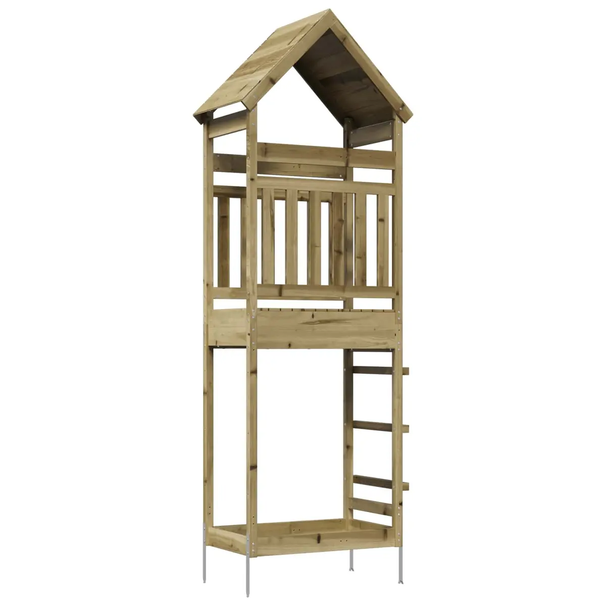 Wooden Outdoor Play Tower Rustic Climbing Structure with Roof for Backyard