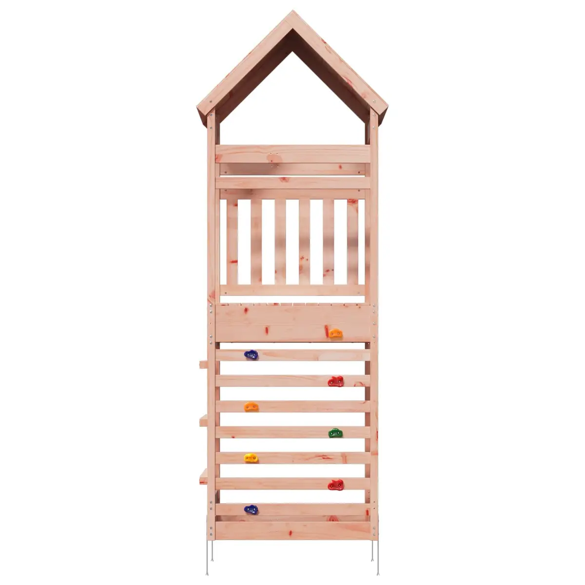 Kids Outdoor Play Tower Backyard Climbing Frame Wooden Railings Shaded Roof