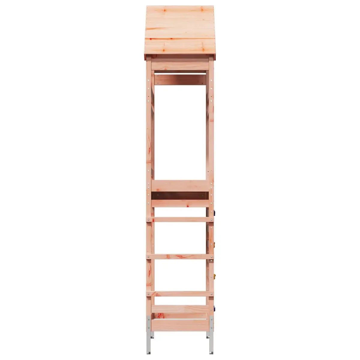 Kids Outdoor Play Tower Backyard Climbing Frame Wooden Railings Shaded Roof