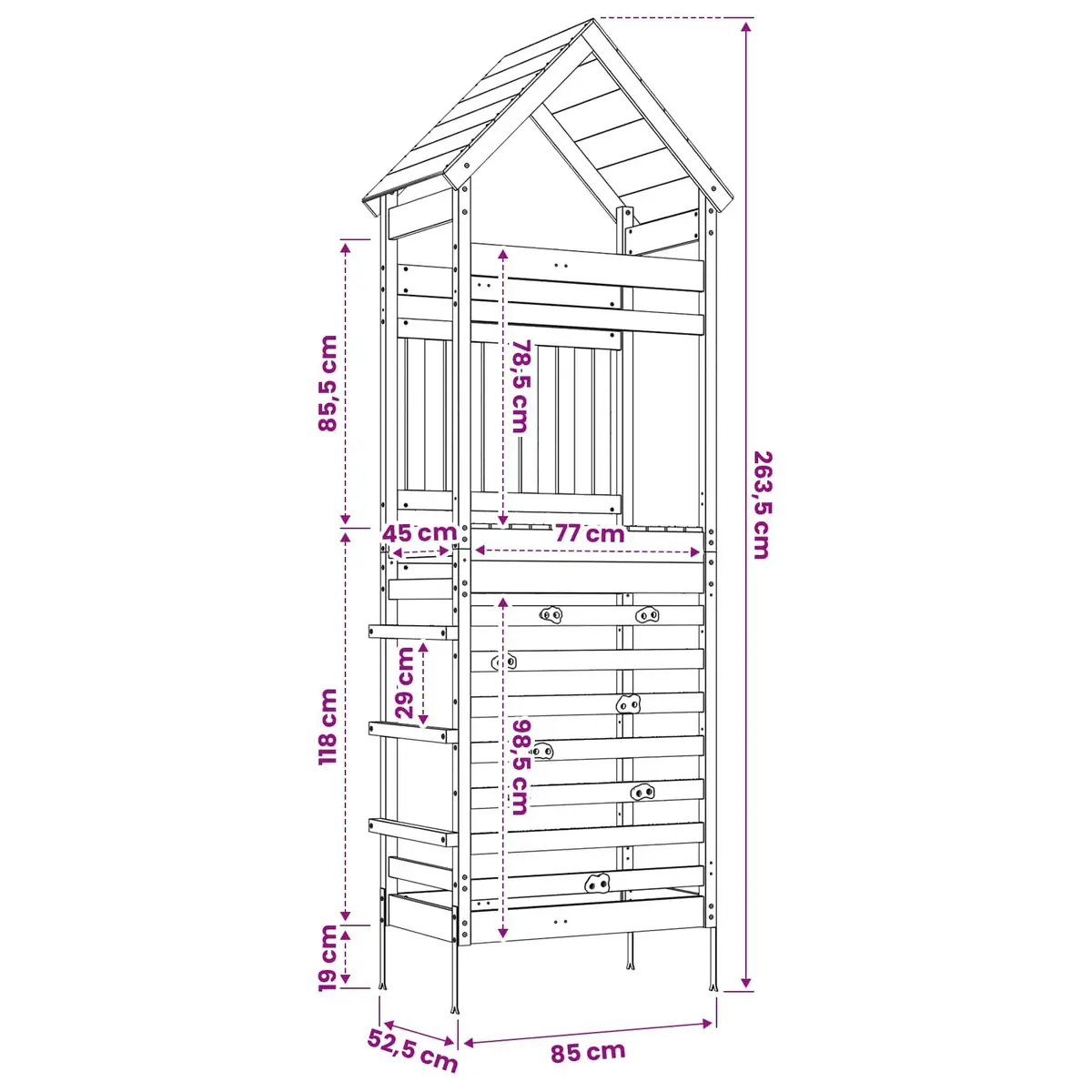 Outdoor Play Tower Solid Wood Climbing Slide Backyard Structure