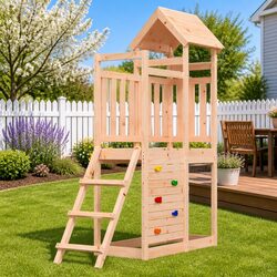Friendly Climbing Frame Playset with Rock Wall for Kids