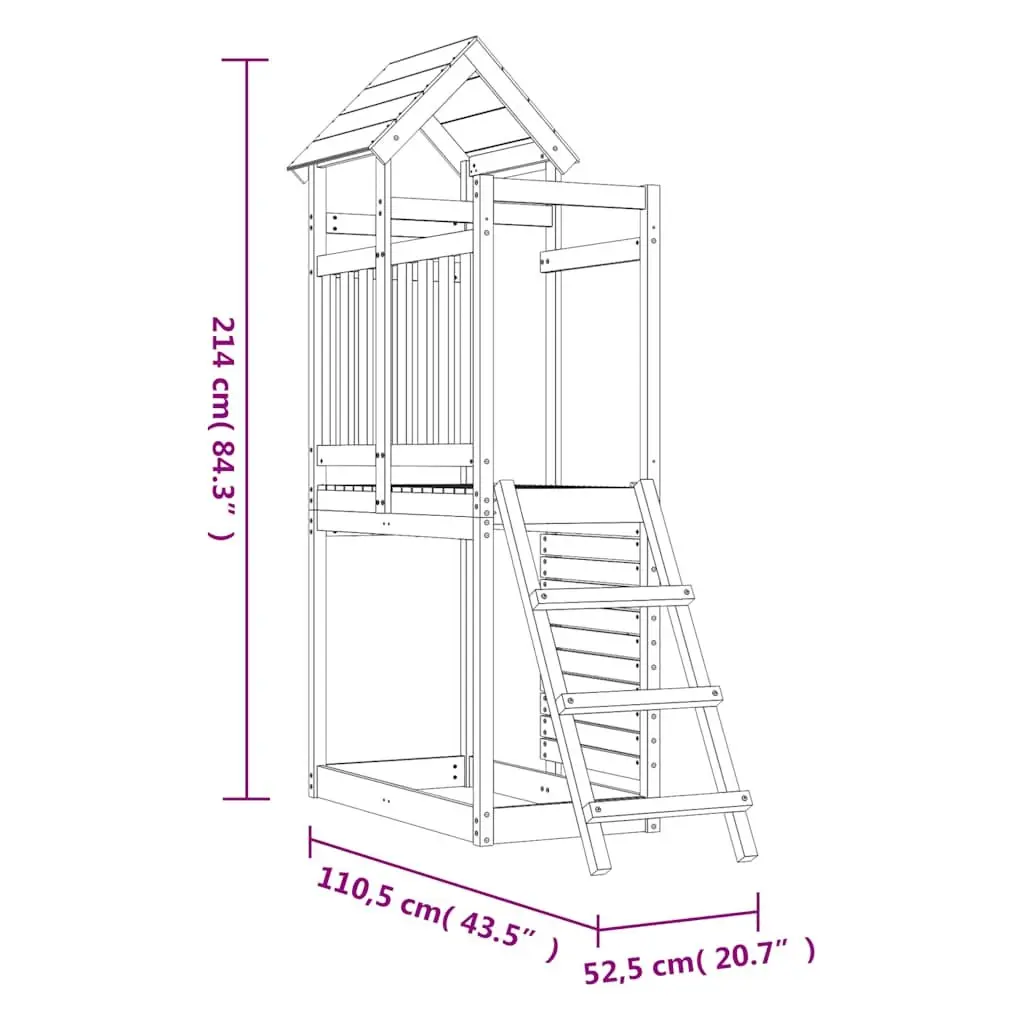 Wooden Climbing Frame Outdoor Playset with Rock Wall and Ladder 52.5 x 110.5 x 214 cm