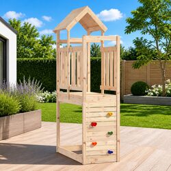 Friendly Wooden Play Tower with Rockwall 53x110.5x214 cm for Kids