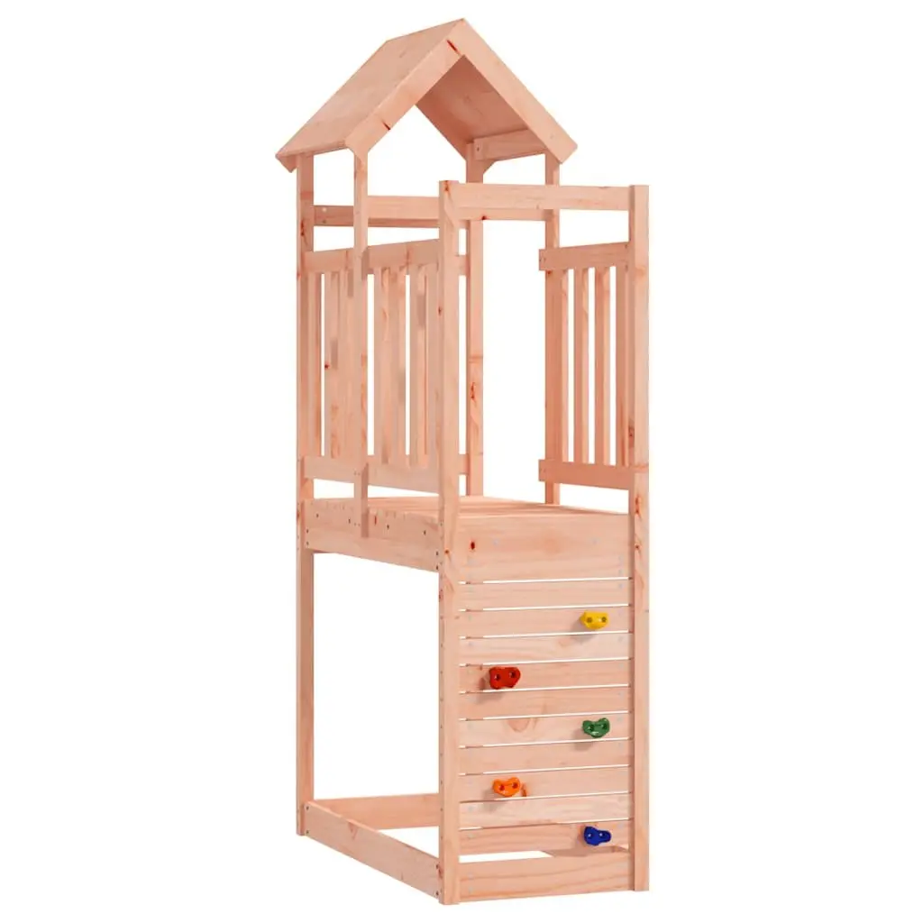 Wooden Play Tower with Rockwall Climbing Frame Outdoor Playground 53 x 110.5 x 214 cm