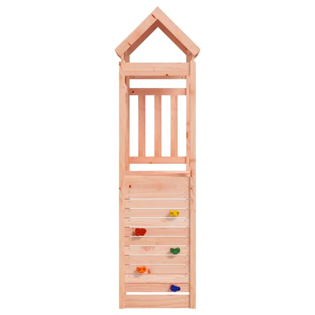 Wooden Play Tower with Rockwall Climbing Frame Outdoor Playground 53 x 110.5 x 214 cm